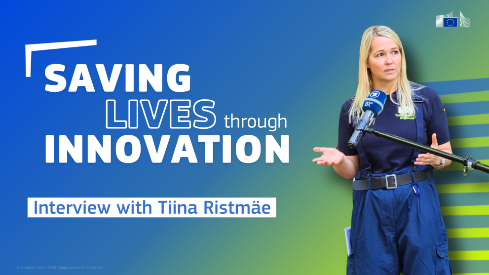 Picture of Tiina Ristmäe; Text reads: Saving lives through innovation - Interview with Tiina Ristmäe